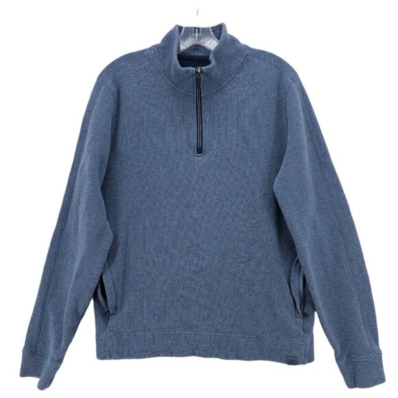 MACK WELDON Blue Long Sleeve Pullover 1/4 Zip Cotton Knit Men's MEDIUM - Picture 1 of 6